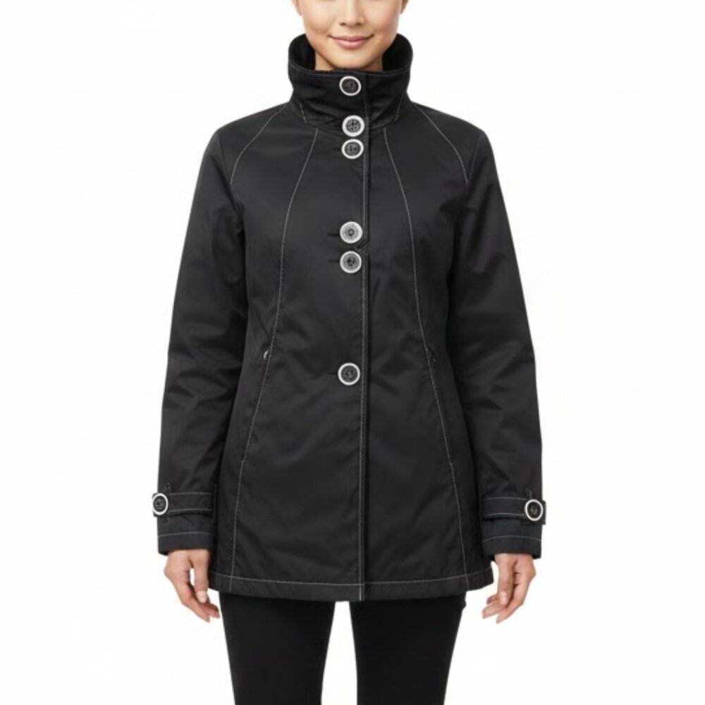 Kristen Blake Black Zip Front Trench Jacket Size Medium